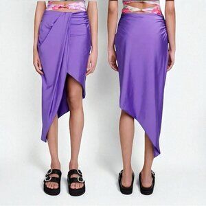 🌻NEW w/tags Maje Japre Violet Purple Asymmetric Midi Skirt Size 38